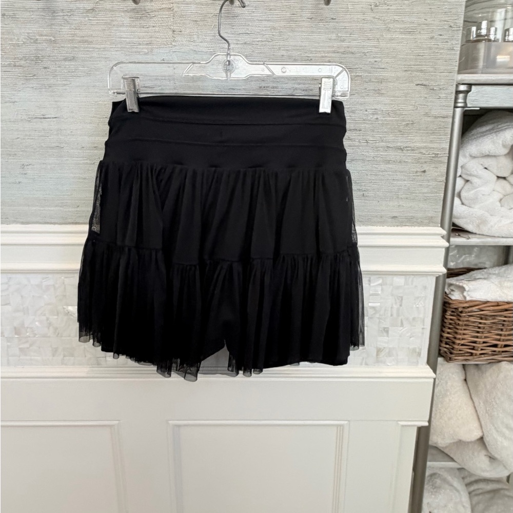 XL popflex Pirouette Skort black built in shorts silky mesh tiered skirt pockets - Picture 14 of 16